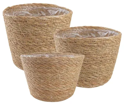 Image de Paniers à plantes en herbe de mer 3 pcs Naturel Ø26 x 19 cm