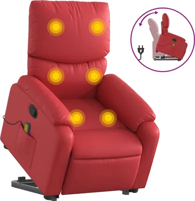 Produktbild von vidaXL Massagesessel mit Aufstehhilfe Rot Kunstleder