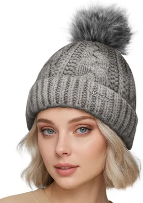 Produktbild von Damen Wintermütze mit Fleece Gefüttert Warm & Winddicht Strickmütze Bommelmütze Model 1980 Neverless®