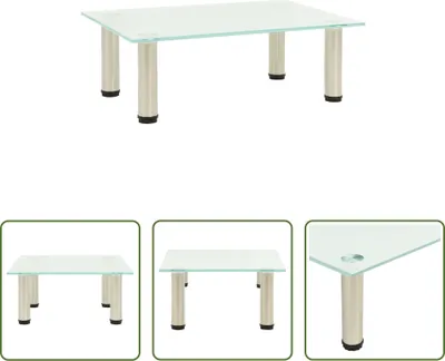 Image de The Living Store Table TV 40x35x17 cm Verre trempé satiné
