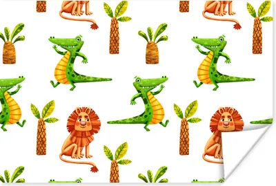 Produktbild von MuchoWow® Poster Dschungel - Löwe - Krokodil 30x20 cm - Plakate - Print