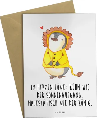 Produktbild von Mr. & Mrs. Panda Klappkarte Löwe Astrologie - Weiß - Geschenk, Tierkreiszeichen, weihnachtskarten, Grußkarten, osterkarten, Sternzeichen, babykarte, Grußkarte