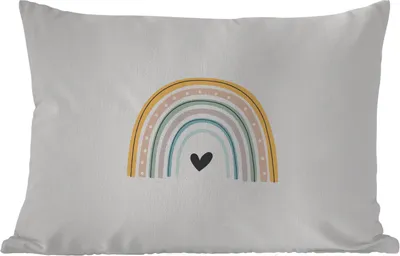 Produktbild von MuchoWow® Outdoor Kissen - Regenbogen - Herz - Tupfen - Pastell - Kinder - 60x40 cm - Wetterfest - Lounge Kissen - Zierkissen - Kissen für Innenräume