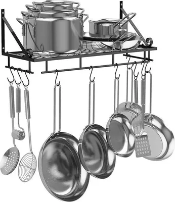 Produktbild von Famanu Topfregal mit 10 Haken - Schwarz