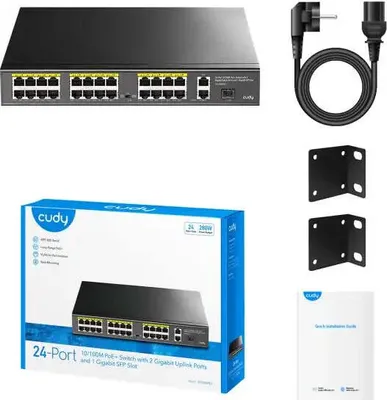 Produktbild von Cudy FS1026PS1, Unmanaged, Gigabit Ethernet (10/100/1000), Power over Ethernet (PoE), Rack-Einbau
