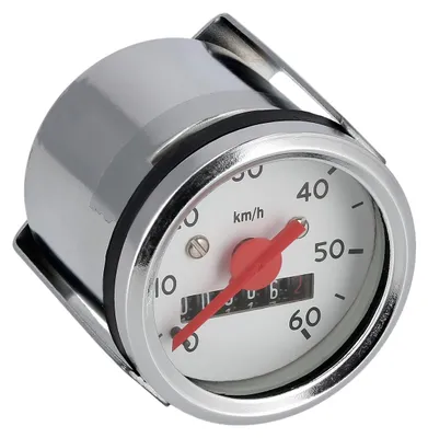 Produktbild von Tachometer Ø48mm bis 60km/h mit Tachoring Chrom - für Simson KR51, SR4-1, SR4-2, SR4-3, SR4-4