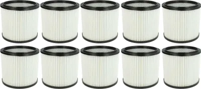 Produktbild von vhbw 10x Faltenfilter kompatibel mit Parkside PNTS 30/8 E, 30/7 E, 30/9(E/S), 30/9, 30/7, 30/7(E/S), 30/8, 30/8(E/S) Staubsauger - Patronenfilter Weiß