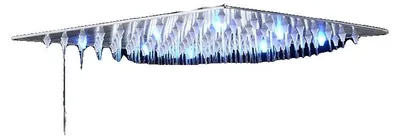 Produktbild von Duschkopf, Regenfall-Funktion, wassersparendes Design, Chrom LED 16 Zoll