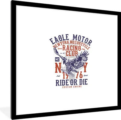 Produktbild von MuchoWow® MuchoWow® Gerahmtes Poster Mancave - Motor - Adler - Vintage 40x40 cm - Poster mit zchwarzem Bilderrahmen - Poster - Plakat im Rahmen