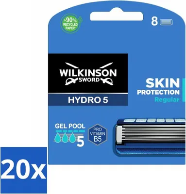 Produktbild von Wilkinson Sword – Nachfüllklingen – Hydro 5 Hautschutz – Schützend – 8 Klingen - Vorteilspack - 20 Stücke