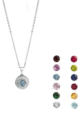Produktbild von Damen Anhänger mit Kette 925 Sterling Silber Zirkonia und Wechselsteine