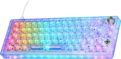 Produktbild von Deltaco Gaming GAM-160-T-DE, Kabelgebunden, USB, Mechanischer Switch, QWERTZ, RGB-LED, Transparent