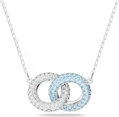 Produktbild von Swarovski Damen Halskette Stone Pavé, Verflochtene Ringe, Blau, Rhodiniert 5642883