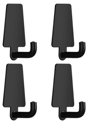 Image de 4 crochets muraux en acier inoxydable : noirs, robustes et étanches, design moderne, idéaux pour les serviettes de bain et les manteaux (montage )