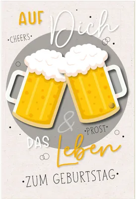 Produktbild von Susy Card Grußkarte Geburtstag Round Biergläser, Standard-Grußkarte, Geburtstag, Grau, Gelb, 115 mm, 170 mm, 1 Stück(e)