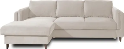 Image de Lisa Design Brooke - canapé d'angle gauche - convertible avec coffre - 4 places - en velours , Beige