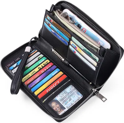 Produktbild von Leder Geldbörse Damen Geldbeutel mit RFID Blockierung, Klein und im Kurzformat Portemonnaie Damen Kunstleder Portemonnaie Kleine Brieftasche