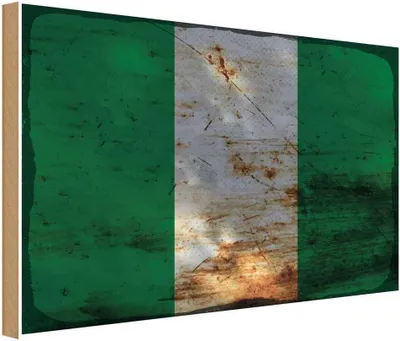 Produktbild von vianmo Holzschild 30x40 cm Nigeria Flagge Fahne Wappen