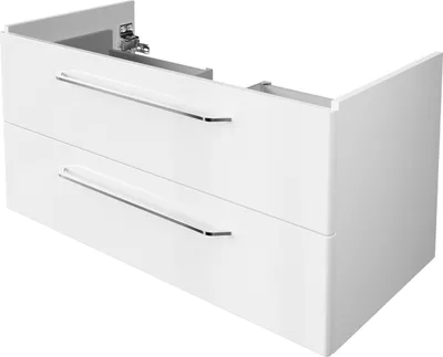 Produktbild von FACKELMANN Waschtisch-Unterschrank MILANO / Badschrank mit Soft-Close-System / Maße (B x H x T): ca. 100 x 49,5 x 48 cm / Waschbeckenunterschrank mit 2 Schubladen / Korpus: Weiß / Front: Weiß