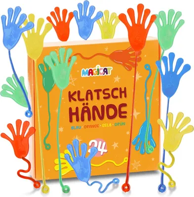 Produktbild von Magicat Premium Klatschhände XXL Set, 24 klebrige Glibberhände I Geburtstag Mitgebsel Kinder I Mitbringsel, Give Aways - Jungen und Mädchen, perfekt für Geschenktüten Kindergeburtstag oder Party