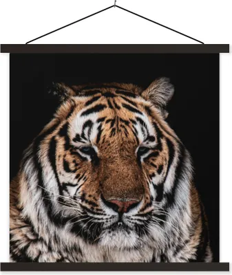 Produktbild von MuchoWow® Textilposter Tiger - Tiere - Orange 90x90 cm mit schwarzem Rahmen - Magnetisches