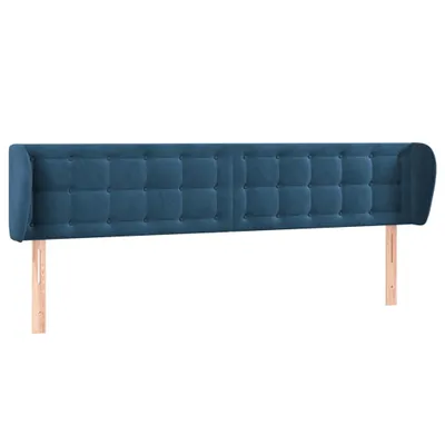 Image de vidaXL Tête de lit avec oreilles bleu foncé 163x23x78/88 cm velours