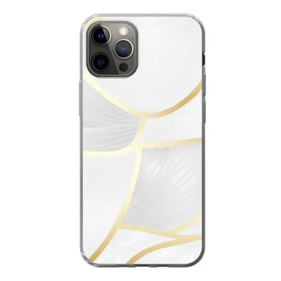 Produktbild von MuchoWow® Handyhülle Schutzhülle Hülle für iPhone 12 Pro Abstraktes Muster mit goldenen Linien Silikon Softcase Handy Hülle - Abdeckung