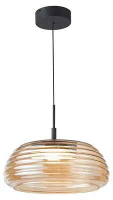 Immagine prodotto di Lampada a sospensione LED con paralume color ambra Loculi, nera, 20 W, luce bianca calda, 1234 lm, vetro, dimensioni: 150x41x41 cm, IP20, Italux