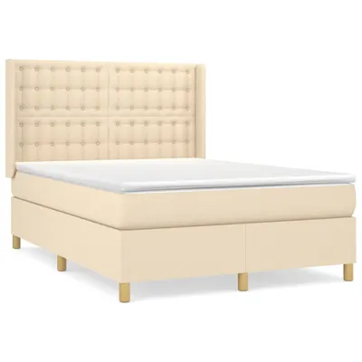Produktbild von vidaXL Boxspringbett mit Matratze Creme 140x190 cm Stoff