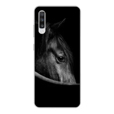Produktbild von MuchoWow® Handyhülle Schutzhülle Hülle für Samsung Galaxy A70 Pferde - Porträt - Schwarz - Tiere Silikon Softcase Handy Hülle - Schutzhaube