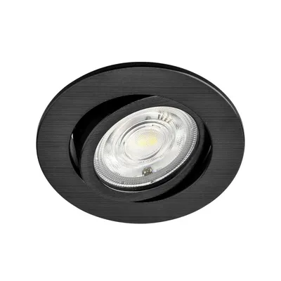 Produktbild von LED Einbauspot Einbaustrahler 5W schwarz rund IP40 schwenkbar Ø 7,0 cm (deckenausschnitt) warmweiß (3000 K)