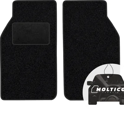 Produktbild von moto-MOLTICO Vorne Fußmatten Auto Velours Autoteppiche Schwarz Automatten Set 2-teilig passend für Opel Kadett D 1979-1984