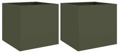 Zdjęcie produktu dla vidaXL Sadzarka 2 szt. Oliwkowa zieleń 49x47x46 cm stal