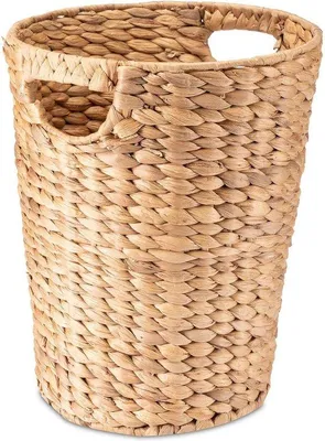 Produktbild von Famanu Aufbewahrungskorb aus Wasserhyazinthe - Geflochtener Korb mit Griff - Durchmesser 25 cm - Höhe 32 cm