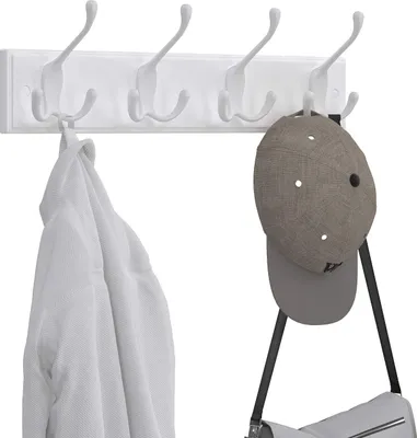 Produktbild von SONGMICS Wandgarderobe, 4 Dreifach-Kleiderhaken, Hakenleiste, Garderobenhaken, Mäntel, Jacken, Hüte, Taschen, Flur, Schlafzimmer, Badezimmer, weiß LHR30WT