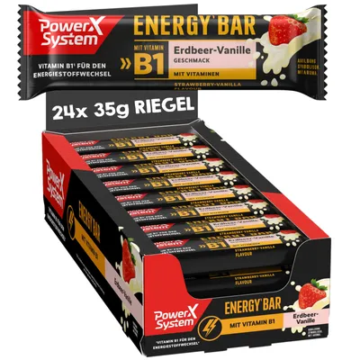 Produktbild von Power System Energy Bar Erdbeer Vanille Proteinriegel 24 x 35 g
