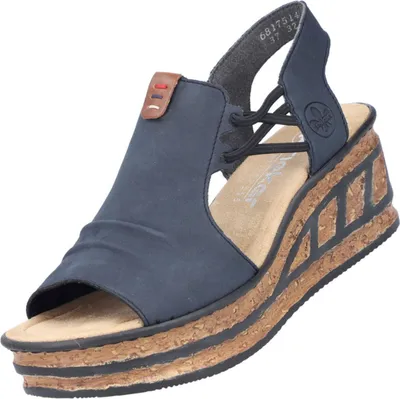 Produktbild von Rieker Damen Sandalette Hochfront Schaftsandale mit Keilabsatz 68175, Größe:41 EU, Farbe:Blau