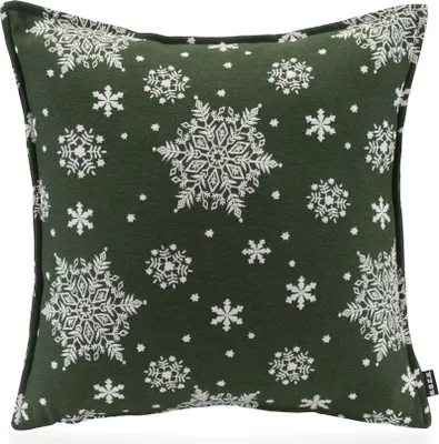 Produktbild von H.O.C.K. Snow Flakes Kissen mit Biese 50x50cm tannengrün C04 Schneeflöckchen