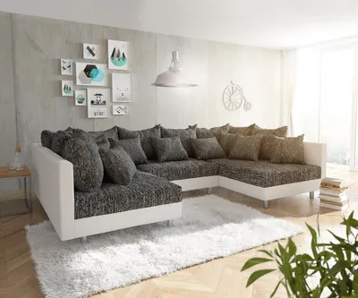 Produktbild von Couch Clovis Weiss Schwarz Wohnlandschaft Modulares Sofa