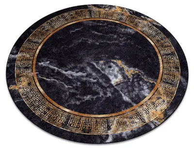Image de Tapis lavable MIRO 51199.806 cercle Marbre, grec antidérapant - noir / or noir cercle 120 cm