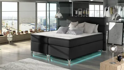 Obrázek produktu pro Manželská postel s osvětlením 180x200 ESTORIA - černá