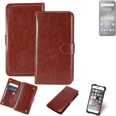 Produktbild von K-S-Trade 360° Hülle kompatibel mit Gigaset GS5 braun Kunstleder Case BookCase WalletCase Kunstlederederhülle Handyhülle, Rundumschutz Bumper (1x)
