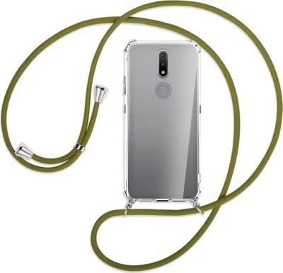Produktbild von Handykette Backcover-Schutzhülle mit Band (Metall silberfarben) für Nokia 2.4 - khaki