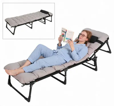 Produktbild von Klappbett 200 cm faltbar Stahlrohr Grau Gästebett für Camping und Gästezimmer 200 x 68 x 32 cm
