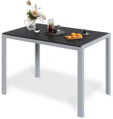 Produktbild von Outdoor Esstisch 110x70x73 cm - Gartentisch Aluminium - 7-lattige Tischplatte G - Rechteckig - Für 6 Personen - Modernes Design