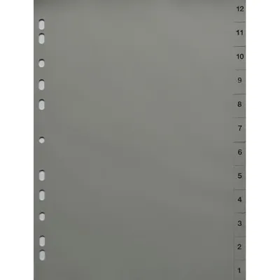 Produktbild von 24742 Zahlenregister - 12 - 1, PP, A4, 12 Blatt, grau