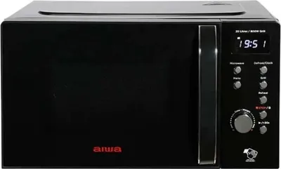 Obrázek produktu pro Aiwa AMW-202DG/BK, digitální mikrovlnná trouba s grilem, 20 l, 700 W, bezpečnostní zámek, 25,5 cm talíř, gril z nerezové oceli, expresní vaření s 8 režimy, časovač. Barva: černá