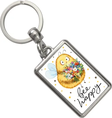 Produktbild von Pummel Biene Schlüsselanhänger mit Spruch Bee happy