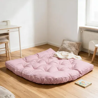 Produktbild von (Rosa) Bodenkissen 100 × 100 cm für Kinder, weiche Bodenmatte mit Fanform