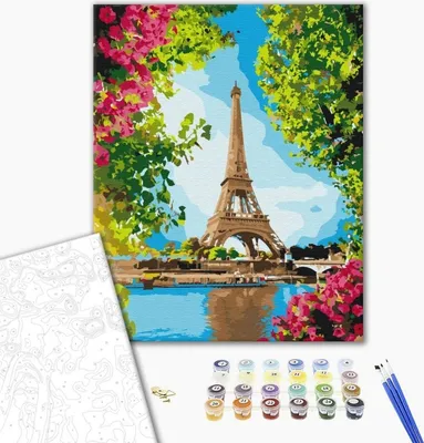 Image de Peinture par numéros BRUSHME 40 x 50 cm « Paris fleuri »